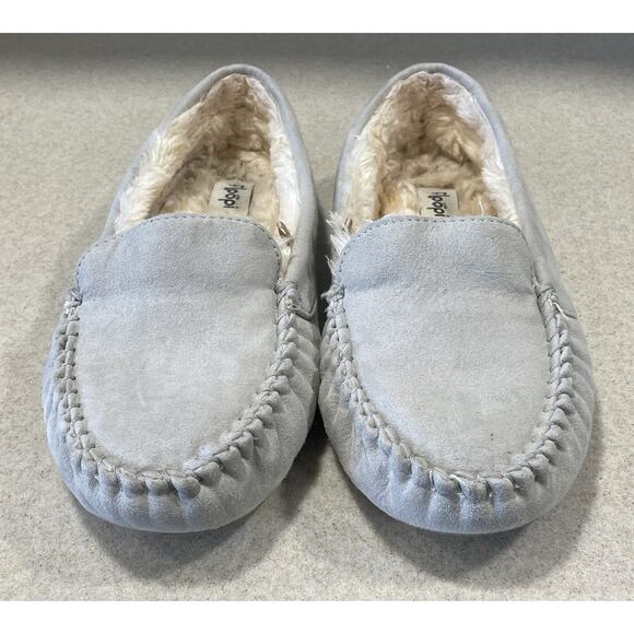 Floopi-Lilly Moccasin Faux Sued Slippers Gray Women’s Size 10 Casual Comfortable - Picture 2 of 10